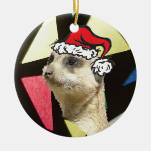 Kerst Stokstaartje Glas in Lood Cirkel Ornament