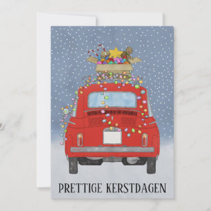 Kerstdagen Dutch Christmas Red Fiat 500 Holiday Card