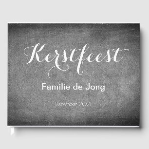 Kerstfeest chalkboard style chalk Typography Guest Book