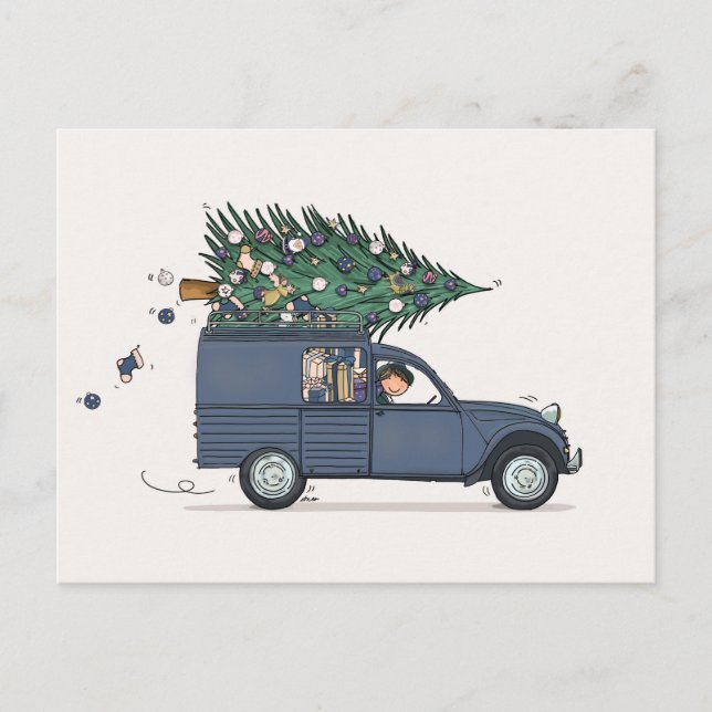 Kerstkaart Besteleend blauw Postcard (Front)