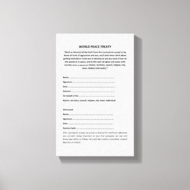 Keshe World Peace Treaty on Canvas (Front)