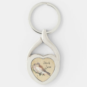 Kestrel Falcon Couple Custom Name Romantic Keychai Keychain