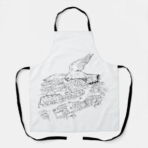 Kestrel over city picture / sketch apron