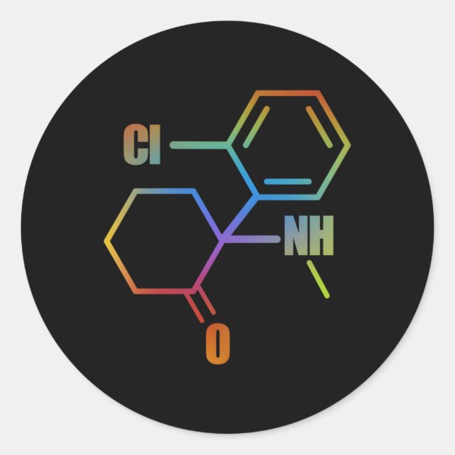 Ketamine Molecule Techno Edm Rave Psychedelic Trip Classic Round Sticker (Front)
