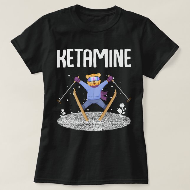 Ketamine Skiing Jumping Bear White gifts T-Shirt (Design Front)