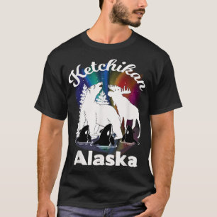 Ketchikan Alaska Aurora Borealis Bear Moose Orca S T-Shirt