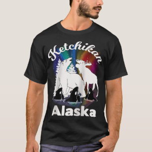 Ketchikan Alaska Aurora Borealis Bear Moose Orca S T-Shirt