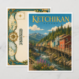 Ketchikan Alaska Creek Street GeoSaga Postcard