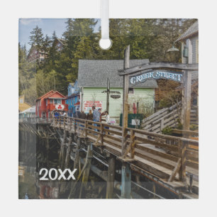 Ketchikan, Alaska, Creek Street, Glass Ornament