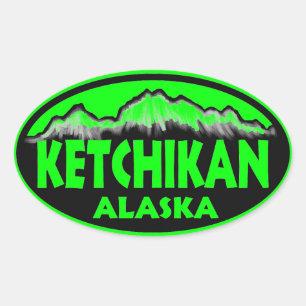 Ketchikan Alaska green oval stickers