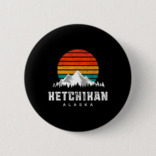 Ketchikan Alaska Mountain Scene Skiing And Hiking  2 Inch Round Button