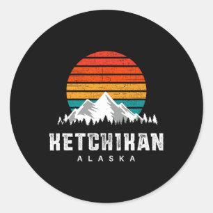 Ketchikan Alaska Mountain Scene Skiing And Hiking  Classic Round Sticker