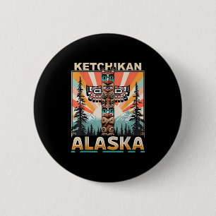 Ketchikan Alaska Native American Indian Totem Le 2 Inch Round Button