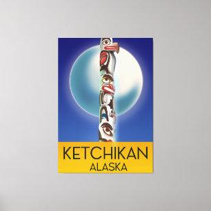 Ketchikan Alaska Totem Pole Travel poster Canvas Print