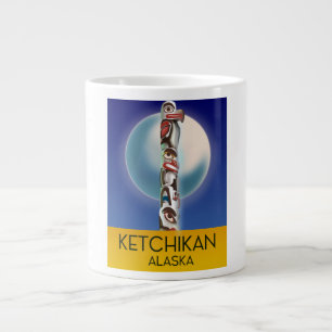 Ketchikan Alaska Totem Pole Travel poster Large Coffee Mug