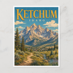 Ketchum Idaho Sawtooths GeoSaga Postcard
