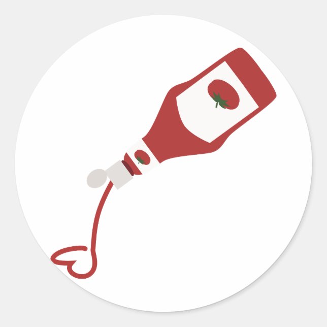 Ketchup Bottle Classic Round Sticker (Front)