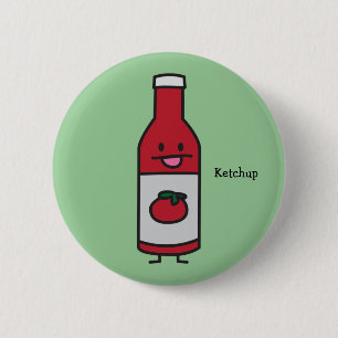 Ketchup Bottle Tomato Sauce Table condiment fancy 2 Inch Round Button