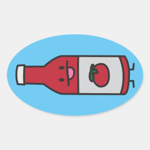 Ketchup Bottle Tomato Sauce Table condiment fancy Oval Sticker