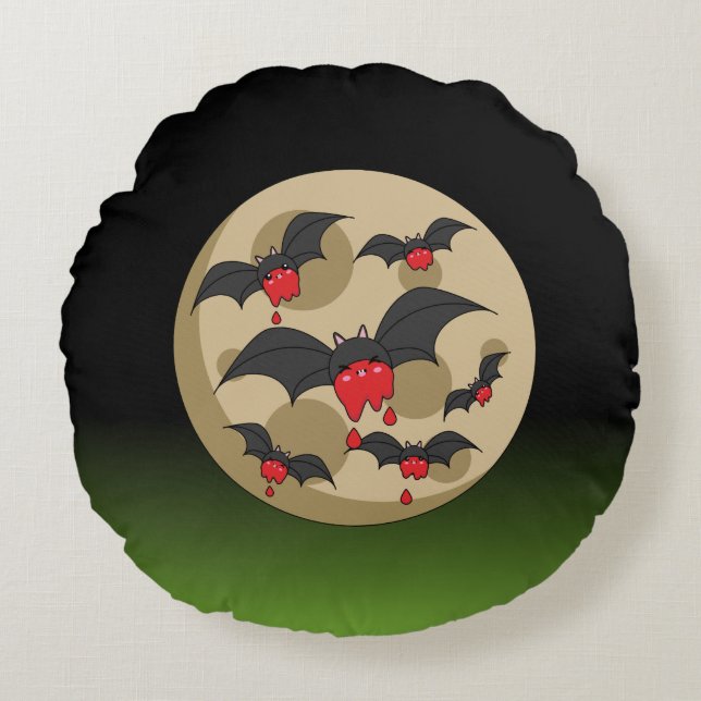 Ketchup Eater Vampire Bats Round Pillow (Front)