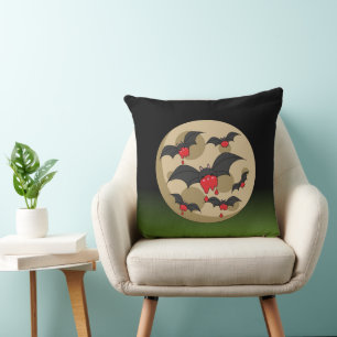 Ketchup Eater Vampire Bats Throw Pillow