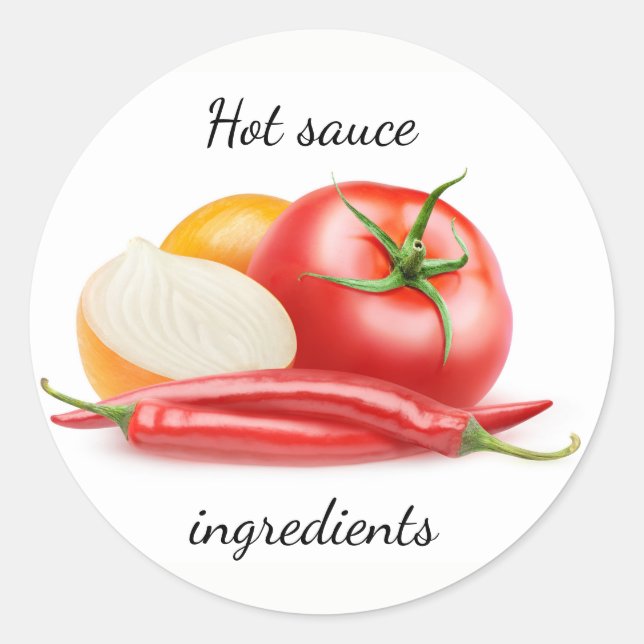 Ketchup ingredients classic round sticker (Front)