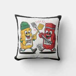 Ketchup & Mustard Buddy Throw Pillow