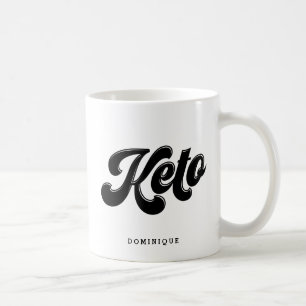 Keto Black Retro Script Typography Personalized Coffee Mug