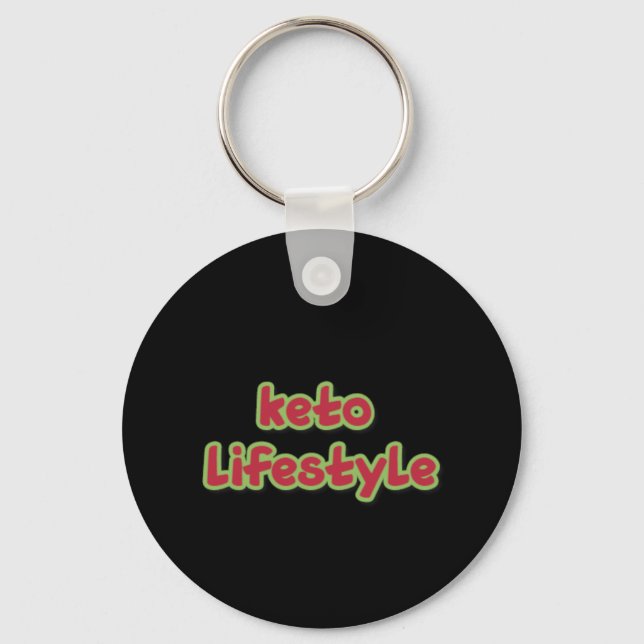 Keto Lifestyle Black Keychain (Front)
