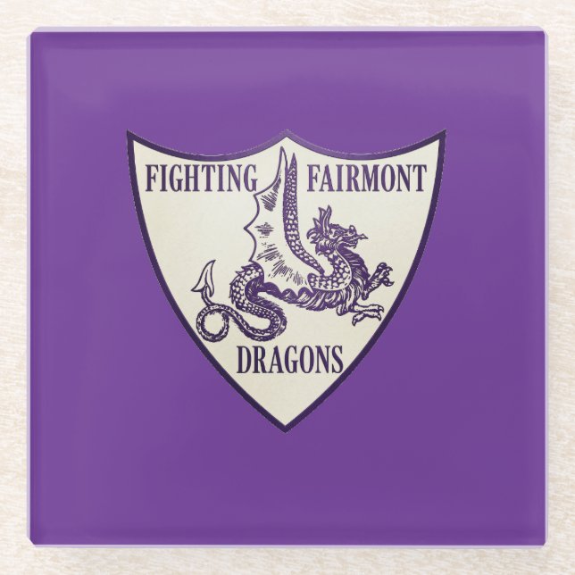 Kettering, Ohio Fighting Fairmont Dragons Logo Glass Coaster (Front)