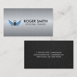 Kettle Bell   Metal Background Business Card