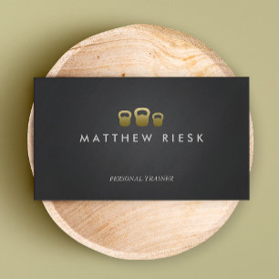 Kettle Bell Personal Trainer Fitness Black Business Card