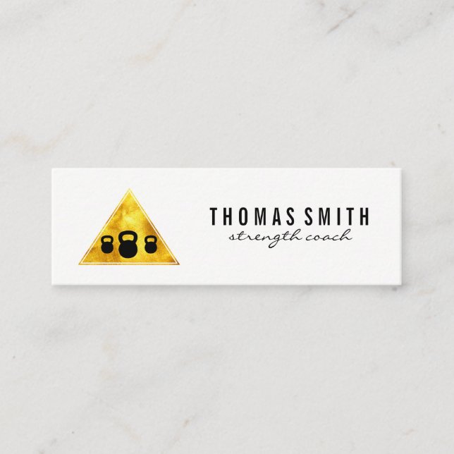 Kettle Bell Personal Trainer Golden Triangle Mini Business Card (Front)