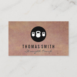 Kettle Bell Personal Trainer   Textured Background Business Card