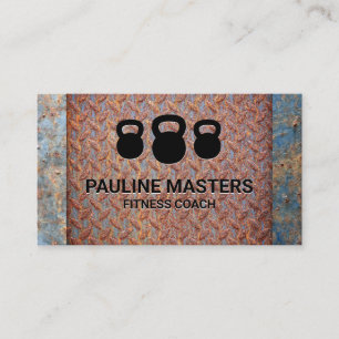 Kettle Bells   Steel Rusted Metal Appointment Card