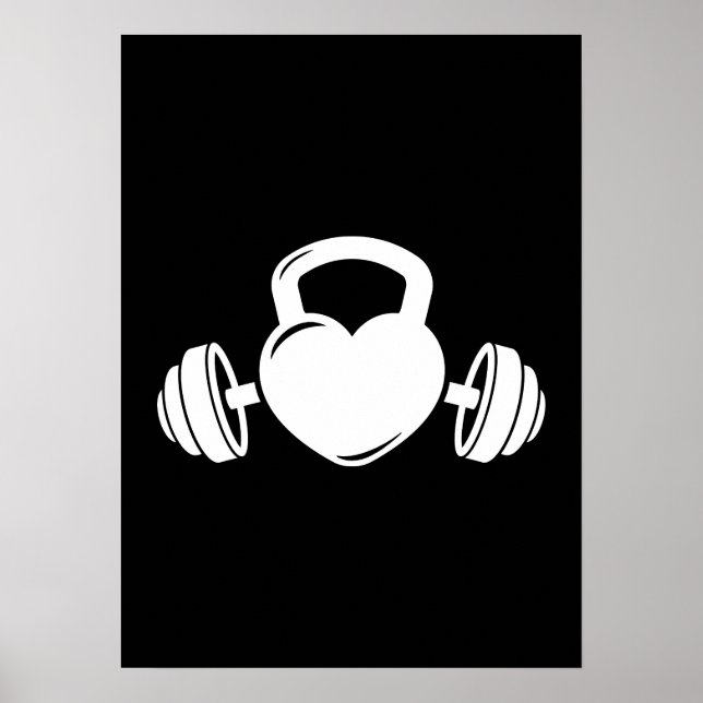 Kettlebell Barbell Love - Gym Workout Motivational Poster (Front)