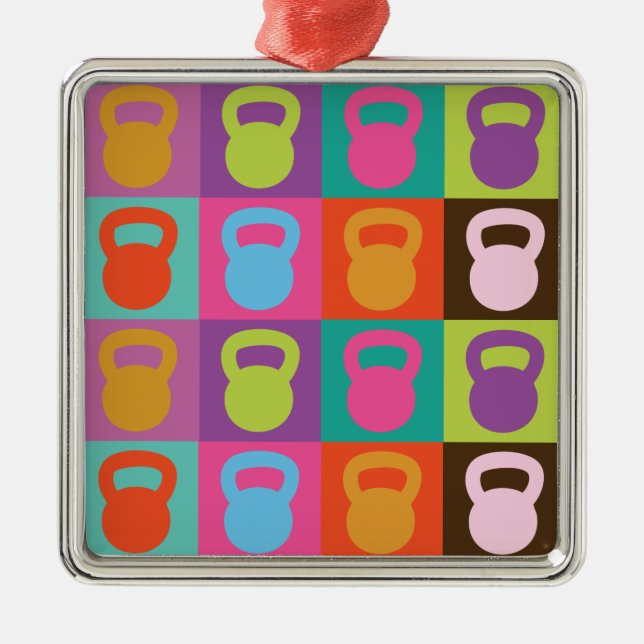 Kettlebell Pattern Metal Ornament (Front)