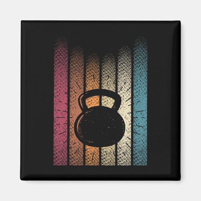 Kettlebell Retro Workout Powerlifting Bodybuilder  Magnet (Front)