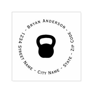 Kettlebell Return Address Self-inking Stamp