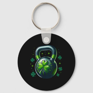 Kettlebell Shamrock St Patricks Day Gym Workout Fi Keychain