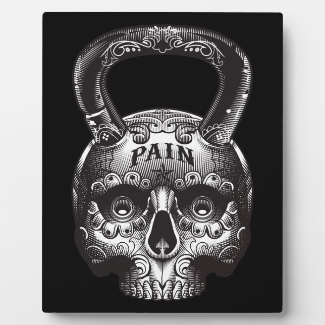 Kettlebell Skull - Gym Workout Motivational Plaque (Front)