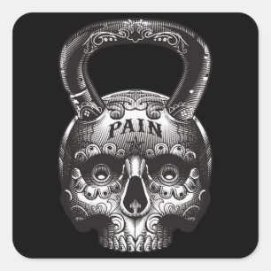 Kettlebell Skull - Gym Workout Motivational Square Sticker