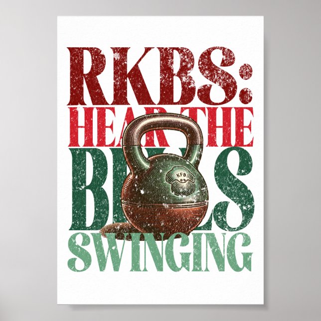 Kettlebell Swings Fun Christmas Version Fitness Poster (Front)