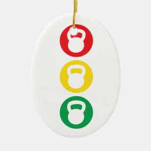 Kettlebell Traffic Light - Ready Set Go Ceramic Ornament