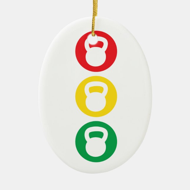 Kettlebell Traffic Light - Ready Set Go Ceramic Ornament (Front)