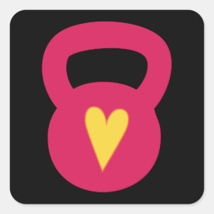 Kettlebell With A Heart Square Sticker
