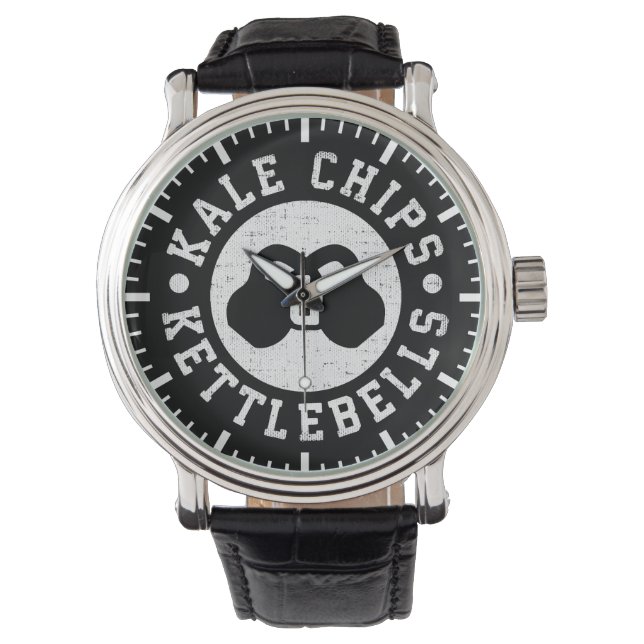 Kettlebells and Kale Chips - Funny Novelty Workout Watch (Front)