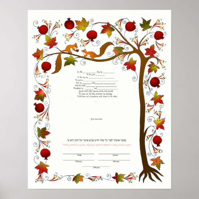 Ketubah with Tree of Life in Fall,170926 Poster (Front)