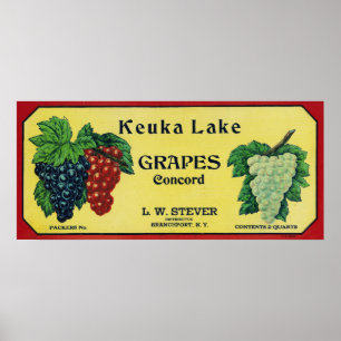 Keuka Lake Concord Grapes Label Poster