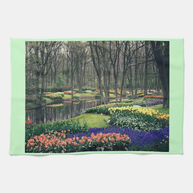Keukenhof, a floral banquet kitchen towel (Horizontal)
